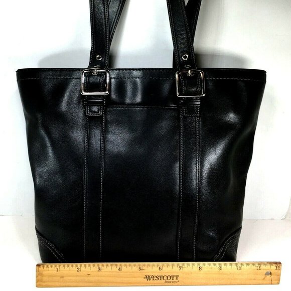Coach F10194 Hampton Vintage Black Smooth Leather Tote Shoulder Bag - Picture 5 of 12